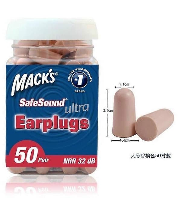 50 par Mack's Ultra Bløde Skum Ørepropper Støjreduktion Komfortable Ørepropper Soveørepropper black