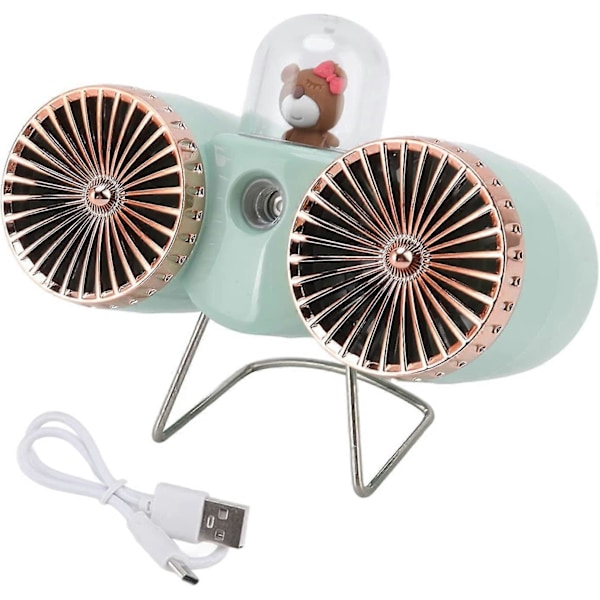 USB Bordvifte Sterk Vind Bordvifte Nattlampe 3 Hastigheter Dobbel Bladdesign For Soverom (grønn)