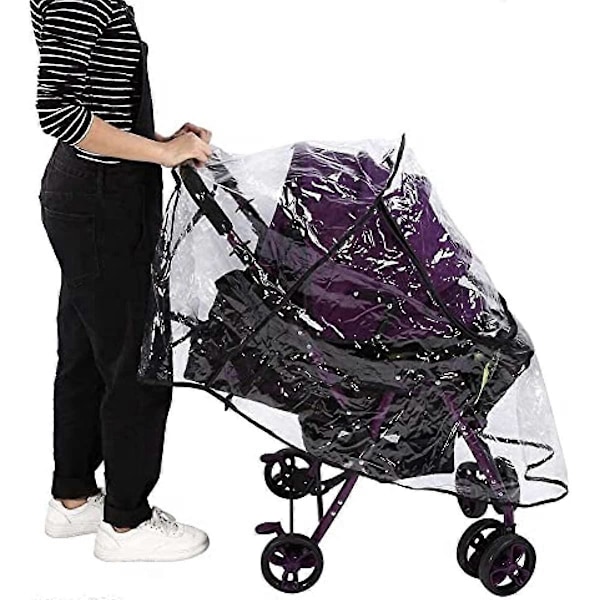Regnskydd för barnvagn, universellt tillbehör, framöppning, PVC, transparent, vattentätt, vind- och regnskydd