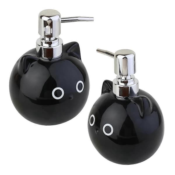 Keramisk Kat Sæbedispenser Lotion/Brusegel Dispenser Sød Dyre Håndsæbedispenser Trykbar Lotion Dispenser 2 stk.