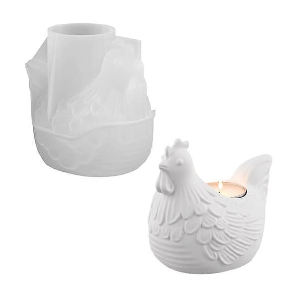 3D Kylling Lysestake Silikonform DIY Gips Ornament Aromaterapi Lys Utsøkt Tekstur Mykt Materiale Enkel Demoulding