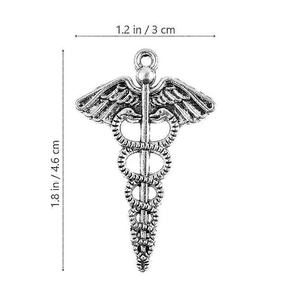 tendycoco 10 st retro legering caduceus form hängen berlocker DIY smyckestillverkning tillbehör för halsband armband (antik silver)