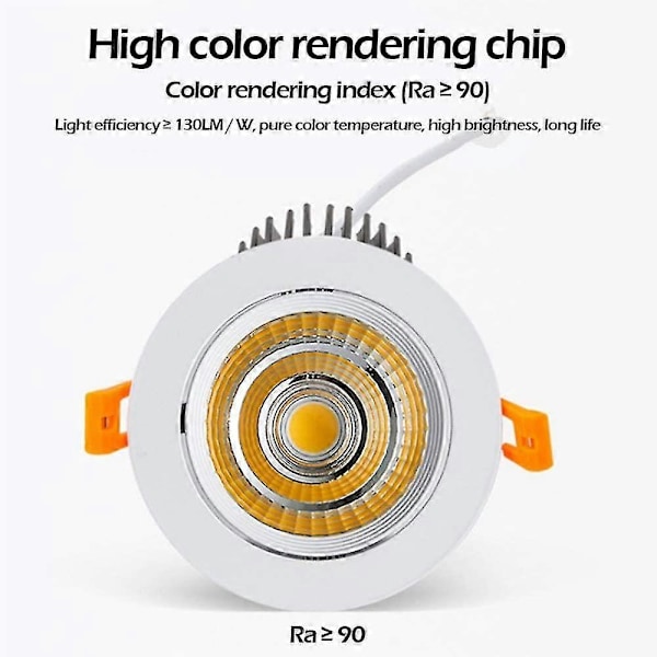 3x LED downlights, 9W, kold hvid 6000K, AC220-240V, Ra90, udskæring 90-100mm (sort)