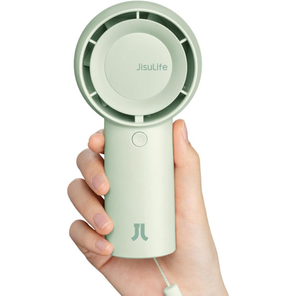 JISULIFE Kannettava Turbo-tuuletin [Jopa 16 tunnin jäähdytysaika], 4000 mAh USB ladattava tuuletin, 5 nopeutta Green