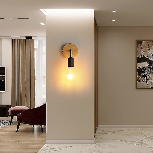 Industriell Innendørs Vegglampe 2-pakning, Metall Tre Vegglampe, Retro Veggdekor Vegglamper For Stue, Soverom (pærer ikke inkludert)