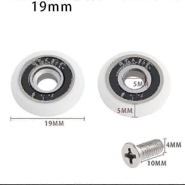 Sæt med 8 udskiftningshjul til 19 mm diameter brusekabinedør