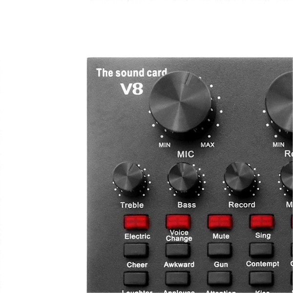 V8 Lydkort Plug Play Lang Levetid Metall 12 Lydeffekter Praktisk Bærbar Live Bluetooth-kompatibelt Lydkort