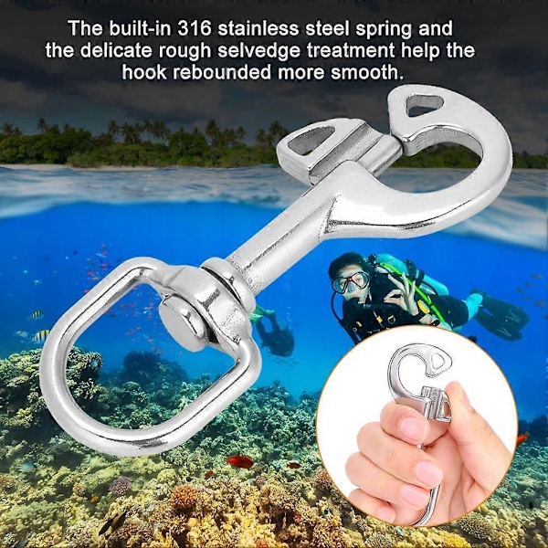 316 Rustfritt Stål Svivel Snap Bolt Kit for Dykking - 95mm Lengde