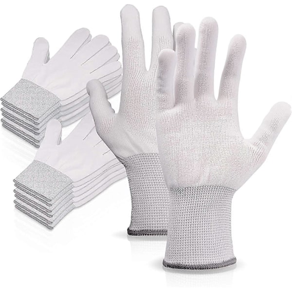 Par Vita Nylon Arbetshandskar Stretchiga Fullfinger Arbetshandskar Halkfria Antistatiska Handskar
