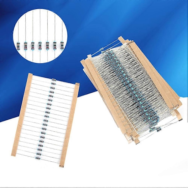 600stk Parti 1/4W 1% Metallfilm Resistor Kit 10-1M 30 Värden Sorterade Motstånd Varje 20st