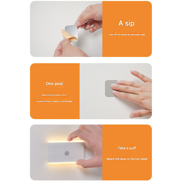 RGB sensorlys, bevegelsessensorlys, intelligent lading, infrarød farge magnetisk LED nattlys 2PCS