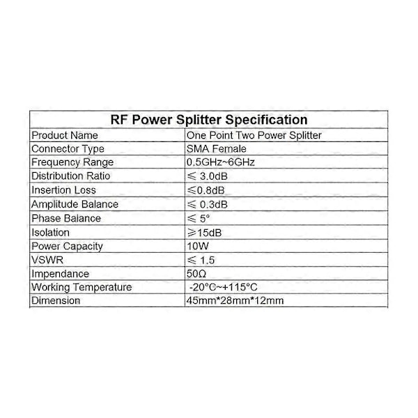 SMA Microstrip Power Splitter Et Punkt To 0.5GHz-6GHz RF Power Splitter Kombiner WIFi 10W