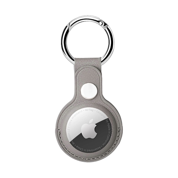 2 STK - (Grå) Eusty AirTag Nøglering til Apple AirTags Holder, 4 Pak Beskyttende Læder Etui Tracker, Kompatibel med Nyt AirTag Hundehalsbånd