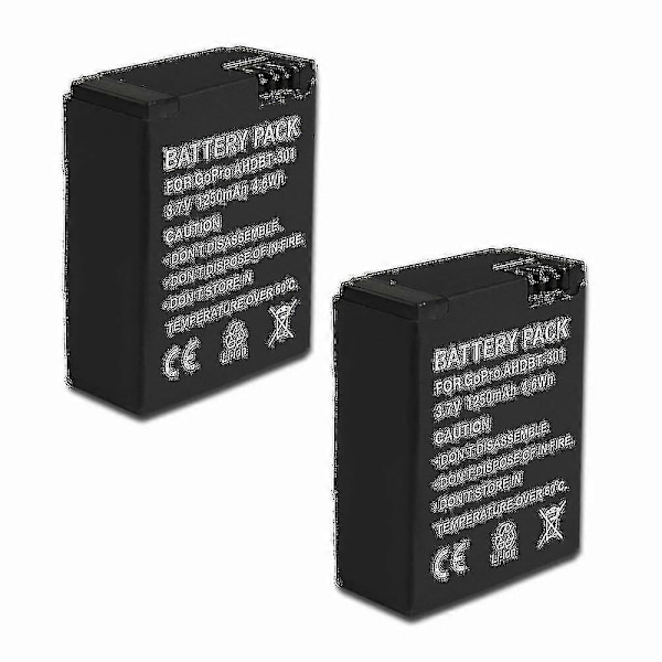 2 Batterier For Gopro 3 Ahdbt-301/302/201 Hd Hero 3/3+ Black Silver Edition Kamera-AX