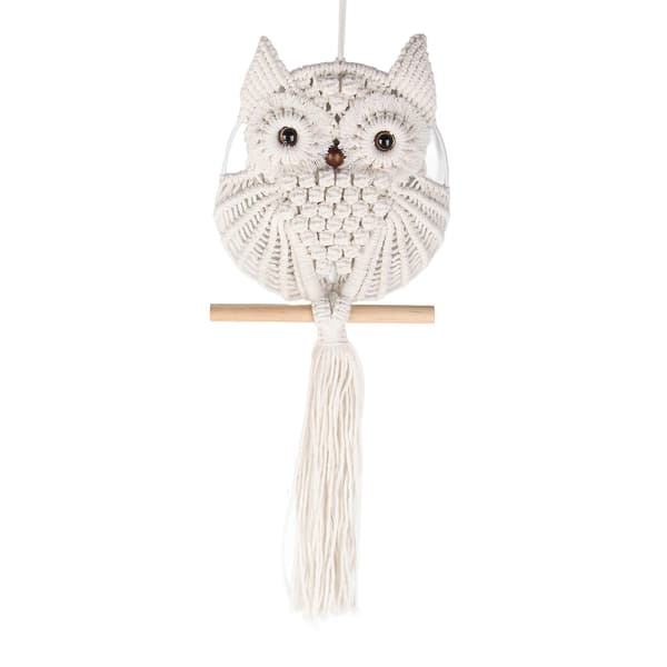 Uggla Makramé Väggbonad Handvävd Boho Tapestry Uggla Makramé Väggkonst Dekor för Vardagsrum
