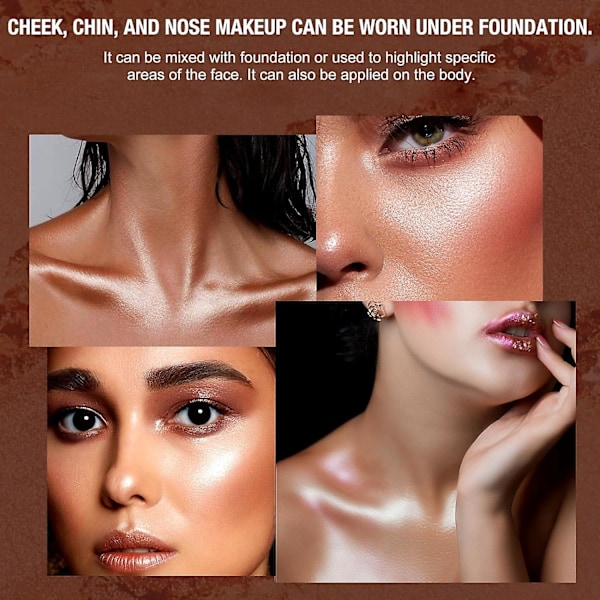 Highlighter Powder Palette, Sminkpalett Ansiktsbronzers Illuminator Palett Highlighter Bakad Vattentät Långvarig