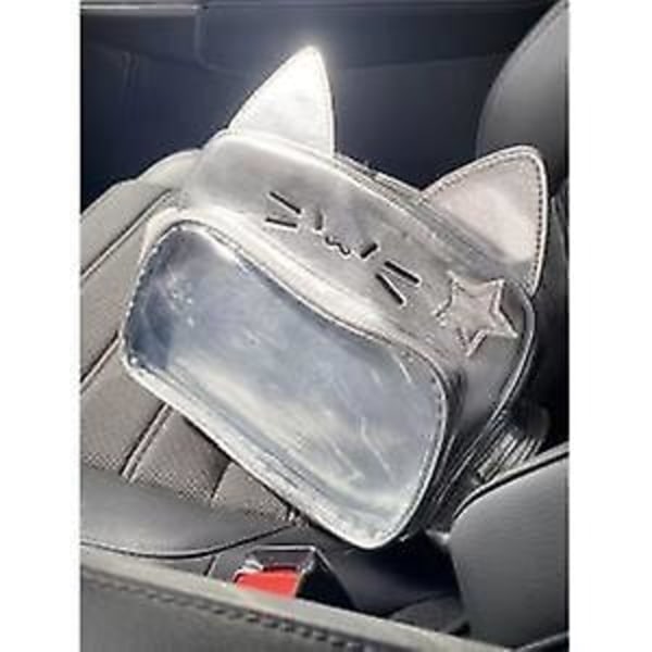 Y2k Japan Cosmic Mechanical Cat Bag Söt Cartoon Cat Ear Liten ryggsäck Enkel Mångsidig Silverfärgad axelväskor med stor kapacitet Shoulder bag