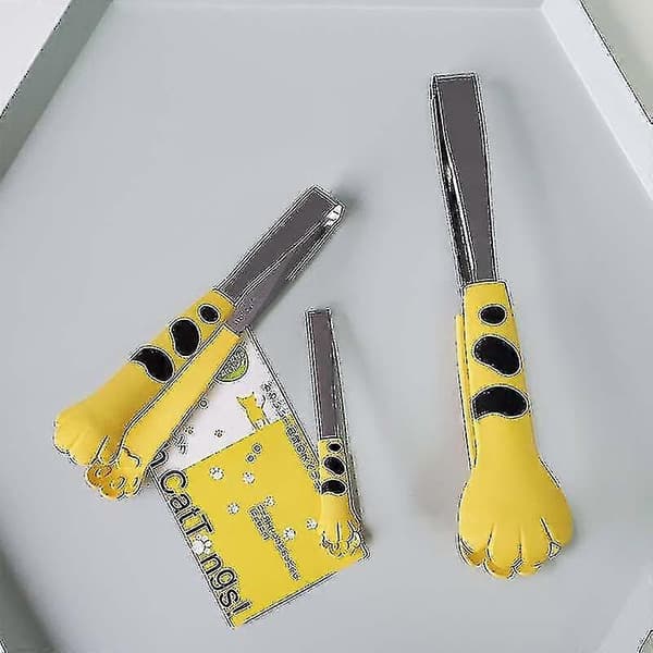 1 Sæt Kattetangs Køkken Madtangs 24cm Katteklo-formet Madtangs Køkken Tilbehør (gul)