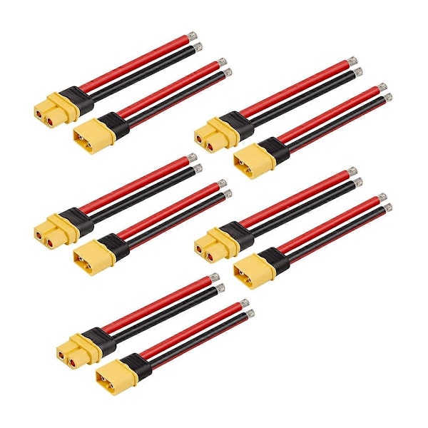 5 Par XT60 Plugg Hunn og Hannkontakt med 100mm 10AWG Ledning