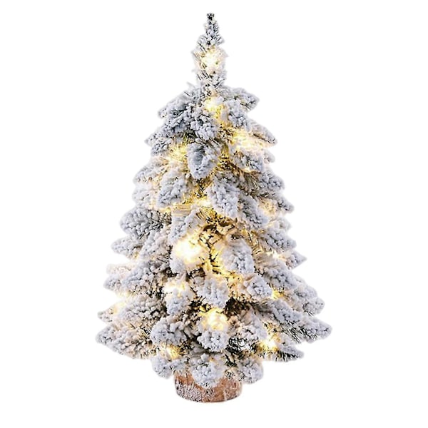 Förbelyst Julgran för Bord med LED-lampor och Träfot för Bordsskiva Hem Jul