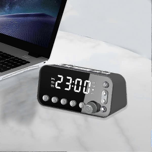 Digital väckarklocka med radio, dubbla USB, LED-display och FM/DAB för sovrum Black