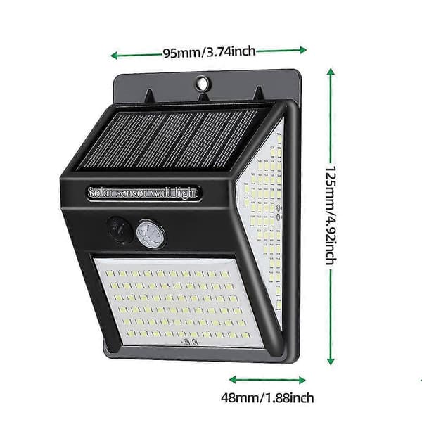 Kryc-140leds Solar Vegglampe, 3 Sider Led Lys Kilde