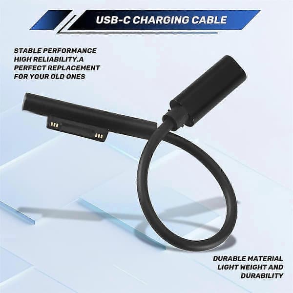 För SURFACE Connect till USB-C Laddningskabel Kompatibel för SURFACE Pro7 Go2 Pro6 5/4/3 Laptop1/2/3 &