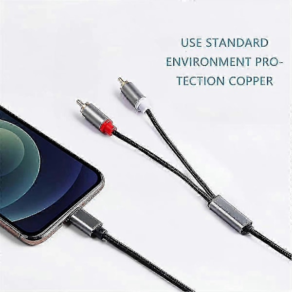 Audioadapterkabel Telefon til RCA Lotus Kabel Høytaler Audioforsterker Kobling Lydkabel for Apple iPhone Lightning