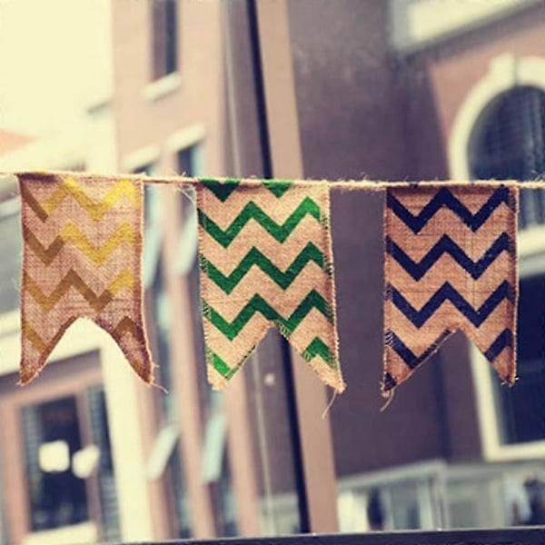 3,7 m Rustik Sækkelærreds Banner Guirlande, Sækkelærredsflag Hessian Banner 10x16,5 cm Udendørs Linned Guirlande Til Bryllupsgaver, Baby Shower, Værelse Eller Have Dekoration