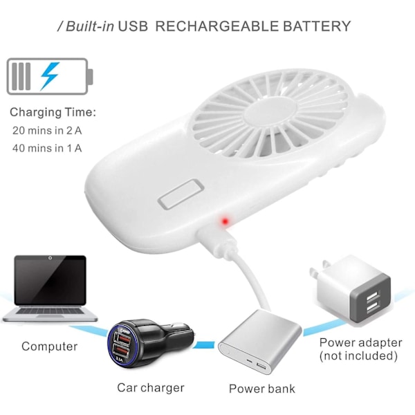 Håndholdt Mini Ventilator Kraftfuld Lille Personlig Bærbar Ventilator Hastighedsjusterbar USB Genopladelig Lomme