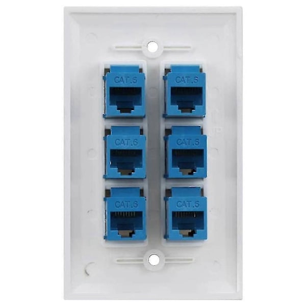 Cat 6 Ethernet Väggplatta 6 Portar, Ethernet Väggplatta Hona