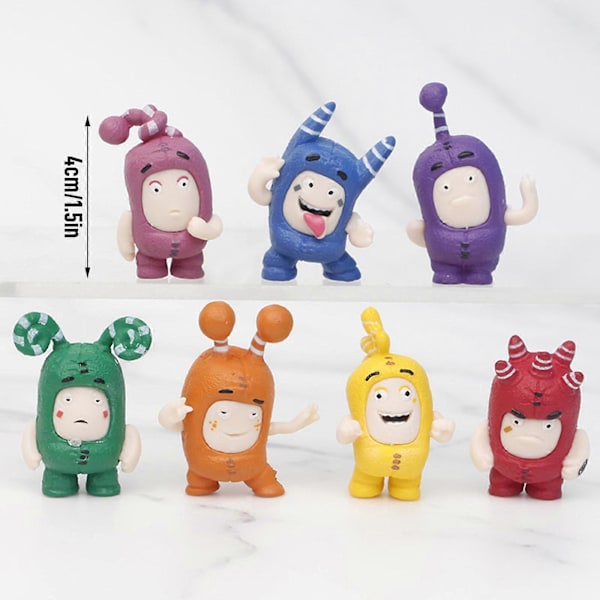 7-pack Oddbods Cartoon Plyschleksaker Dockor Mjuka Söta Pogo Nya 4cm Bubbles Jeff Leksak