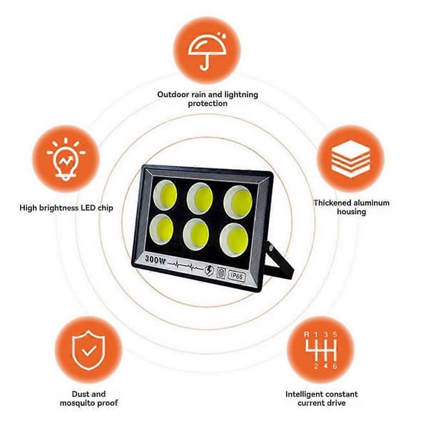 LED-strålkastare 200W IP66 Vattentät Utomhusprojektorlampa Reflektor Spotlight Trädgårdsbelysning 200W 200W