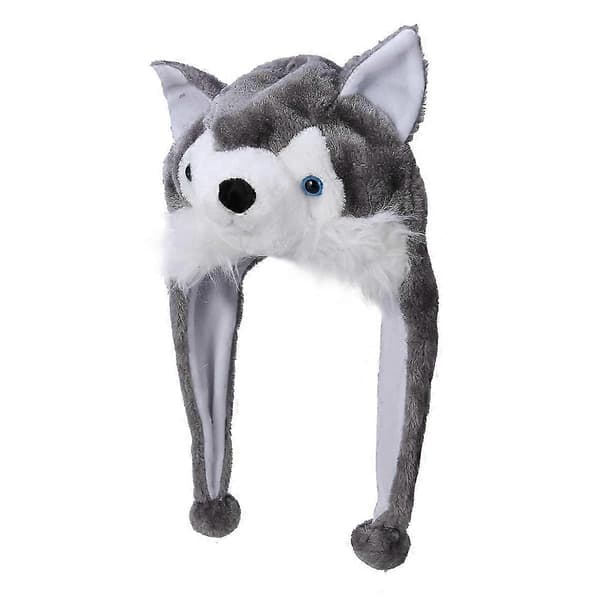 Søt Husky plysj-vinterlue for barn og voksne, grå 30x40 cm Grey