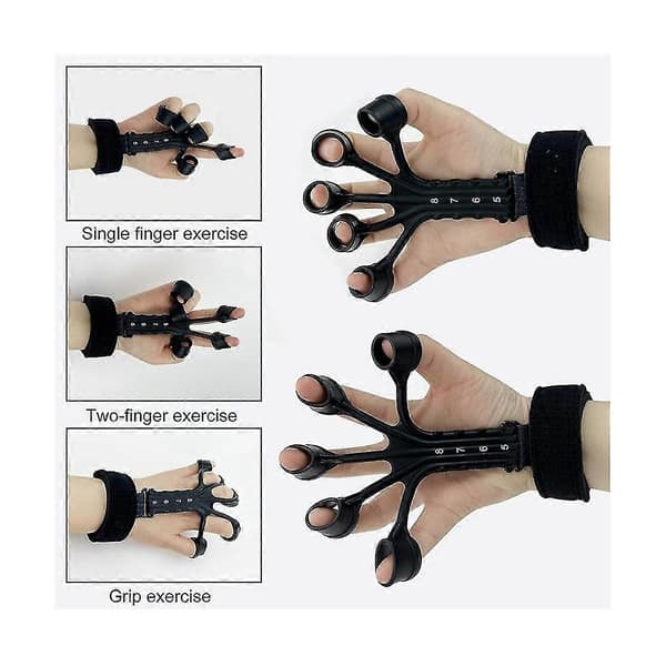 Finger Gripper Finger Exerciser Gitarr Finger Exerciser Rehabilitering Träningsutrustning Handförstärkare Grå