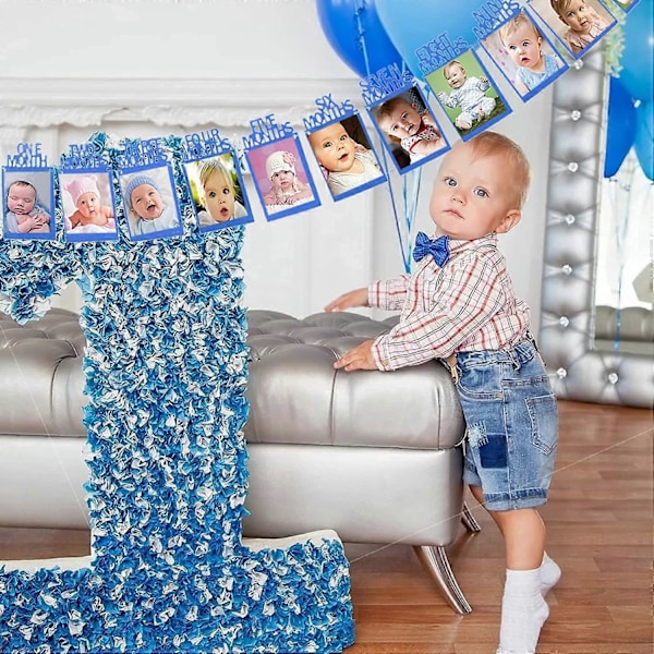 Månedlig Fotobanner 1 års fødselsdag Baby Fotobanner til 1 til 12 Måneders Fejring Guirlande Dekor Kvalitet Fortykkede Kort Papir Fødselsdagsfest Fejring