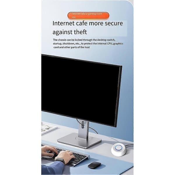 Computer Desktop Switch PC Bundkort Ekstern Start LED Lys Strøm TIL/FRA Rund Knap 2M Forlængerkabel Sort Black
