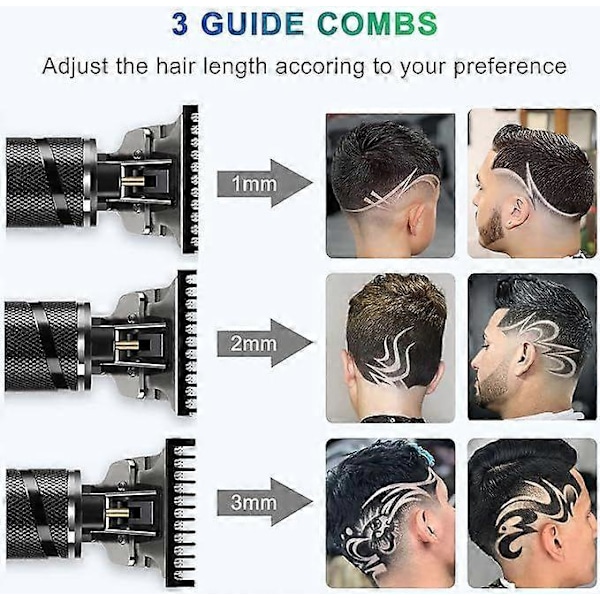 Trimmer för män, sladdlös hårtrimmer för män, skäggtrimmer för män, elektrisk T-blad Liners Outline Edgers Rakapparat 0mm Bald Zero Gap Grooming Kit wi
