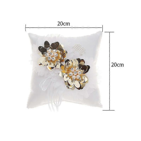 1 stk. Ringpude med blomsterdesign Bryllupsring Pude Vielsesringholder Fingerring Pude