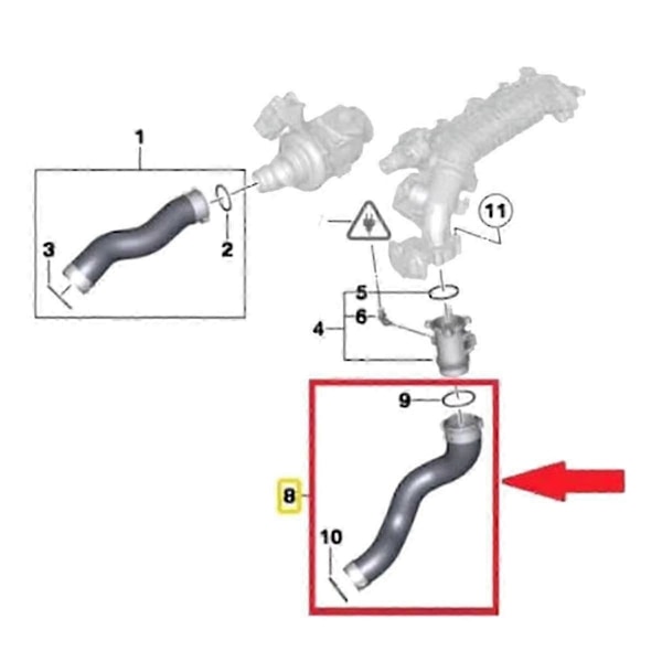 Turbolader Slange Intercooler Luftindtag Oppustelig Slange egnet til F10 F11 F07 518D 520D 525D 525DX 11617