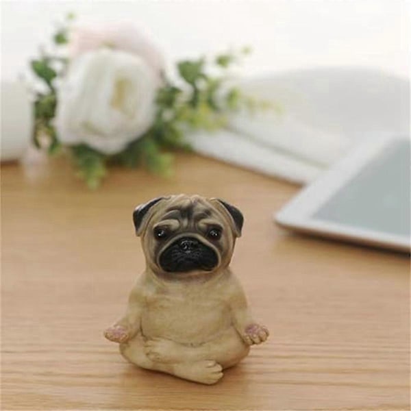 Pug Staty Heminredning, Yoga Sittande Mops Valp Figurin, Mops Valp Partner Samlarobjekt Hundstaty, Harts