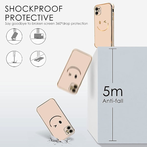 Suunniteltu iPhone 7S/8S/SE -kotelolle - Pehmeä TPU-puhelinkotelo hymynaamakuviolla, kameran linssisuojauksella ja korotetuilla vahvistetuilla kulmilla