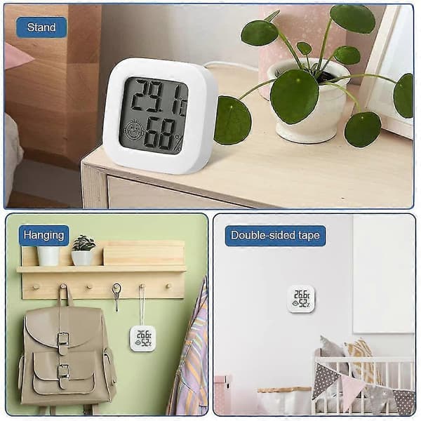 Hygrometer Termometer för inomhusbruk, 3 st Mini LCD Hög Noggrannhet Digital Hygrometer Termometer, Inomhus Utomhus Väggmonterad Hemtermometer För Hem, Kontor