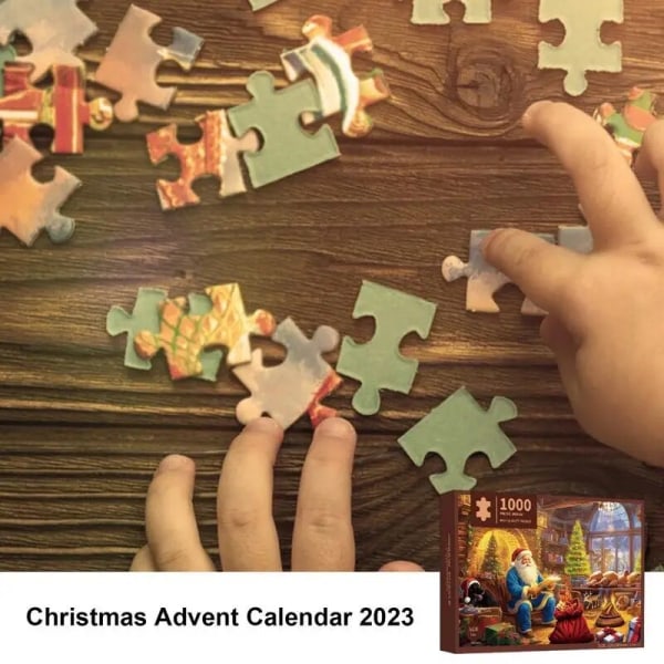 Julpussel Adventskalender 2023 1000 bitar Vinterpussel Tidig utbildning Pusselleksaker Tecknade sticksågsleksaker Träningspresent