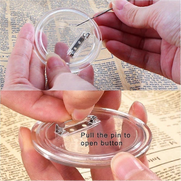 Set med 50 knappar, gör det själv utan knappmaskin, transparenta DIY-märken, diameter 60 mm x 40 mm