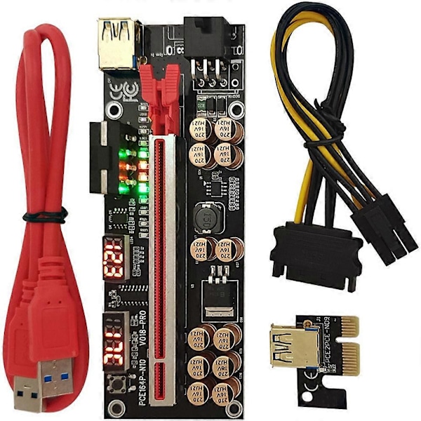 VER018 PRO PCI-E -lisäkortti USB 3.0 -kaapelilla 018 PLUS PCI Express (musta)