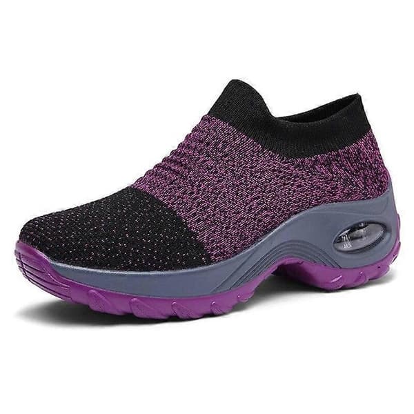 Fleksibel Ortopædisk Sko Elegante Elastiske Slip-on Flade Sko til Kvinder Mesh Overdel Åndbare Sneakers Purple 43