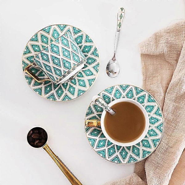 Kaffekrus til hjemmekontor, Keramik holder kaffe varm, Opvaskemaskine-sikker, Skab glade stunder med det mønstrede kaffekrus sæt (1 stk, 160 ml)