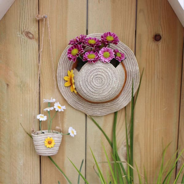 Bondegårds Boho Vægplanter med Stråhat Skuldertaske Harpiks Design Sets