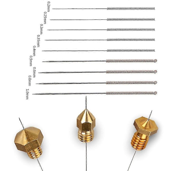 3D-skrivarmunstyckesrengöringsset 0,2 mm-1 mm Munstyckesnålar Rengöringsverktygssats